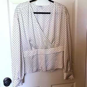 Express cream blouse balck and brown dots large